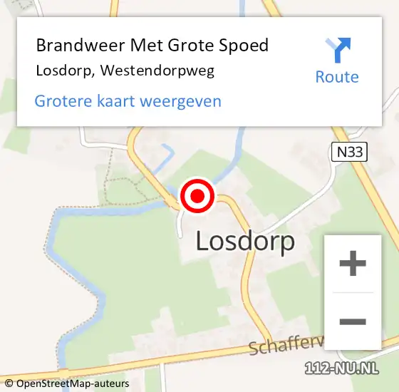 Locatie op kaart van de 112 melding: Brandweer Met Grote Spoed Naar Losdorp, Westendorpweg op 25 oktober 2017 03:57