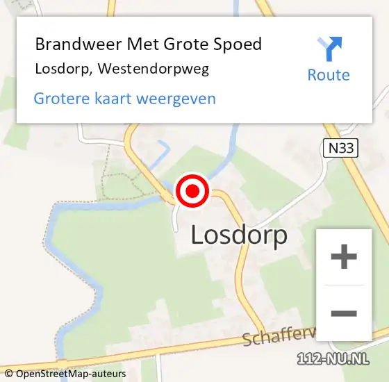 Locatie op kaart van de 112 melding: Brandweer Met Grote Spoed Naar Losdorp, Westendorpweg op 25 oktober 2017 04:13