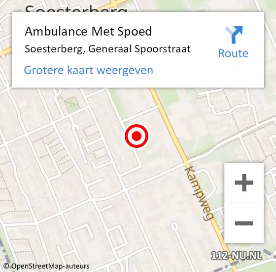 Locatie op kaart van de 112 melding: Ambulance Met Spoed Naar Soesterberg, Generaal Spoorstraat op 25 oktober 2017 06:36