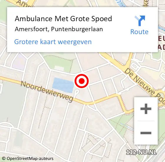 Locatie op kaart van de 112 melding: Ambulance Met Grote Spoed Naar Amersfoort, Puntenburgerlaan op 25 oktober 2017 07:40