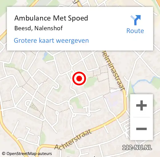 Locatie op kaart van de 112 melding: Ambulance Met Spoed Naar Beesd, Nalenshof op 25 oktober 2017 08:21