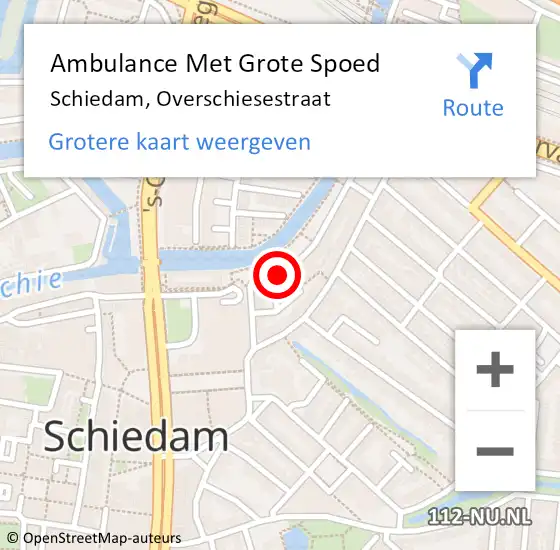 Locatie op kaart van de 112 melding: Ambulance Met Grote Spoed Naar Schiedam, Overschiesestraat op 25 oktober 2017 08:24