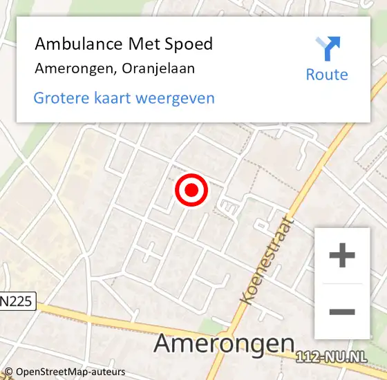 Locatie op kaart van de 112 melding: Ambulance Met Spoed Naar Amerongen, Oranjelaan op 25 oktober 2017 08:47