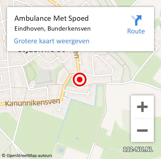 Locatie op kaart van de 112 melding: Ambulance Met Spoed Naar Eindhoven, Bunderkensven op 25 oktober 2017 09:02