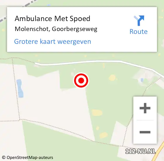 Locatie op kaart van de 112 melding: Ambulance Met Spoed Naar Molenschot, Goorbergseweg op 25 oktober 2017 10:14