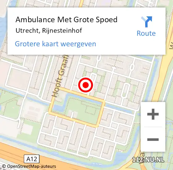 Locatie op kaart van de 112 melding: Ambulance Met Grote Spoed Naar Utrecht, Rijnesteinhof op 25 oktober 2017 11:50