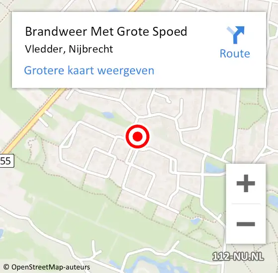 Locatie op kaart van de 112 melding: Brandweer Met Grote Spoed Naar Vledder, Nijbrecht op 25 oktober 2017 11:55