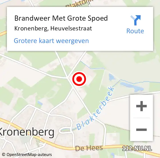 Locatie op kaart van de 112 melding: Brandweer Met Grote Spoed Naar Kronenberg, Heuvelsestraat op 25 oktober 2017 12:00