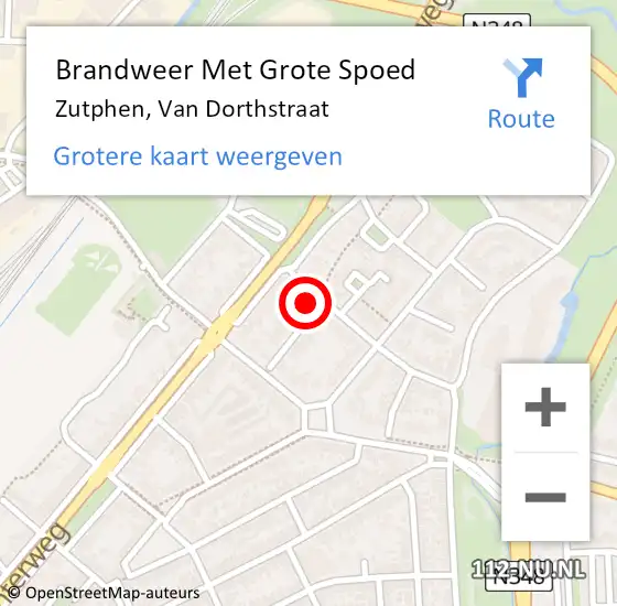 Locatie op kaart van de 112 melding: Brandweer Met Grote Spoed Naar Zutphen, Van Dorthstraat op 25 oktober 2017 12:30