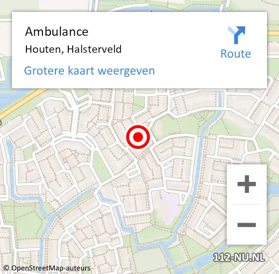 Locatie op kaart van de 112 melding: Ambulance Houten, Halsterveld op 25 oktober 2017 12:36