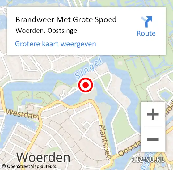 Locatie op kaart van de 112 melding: Brandweer Met Grote Spoed Naar Woerden, Oostsingel op 25 oktober 2017 12:43