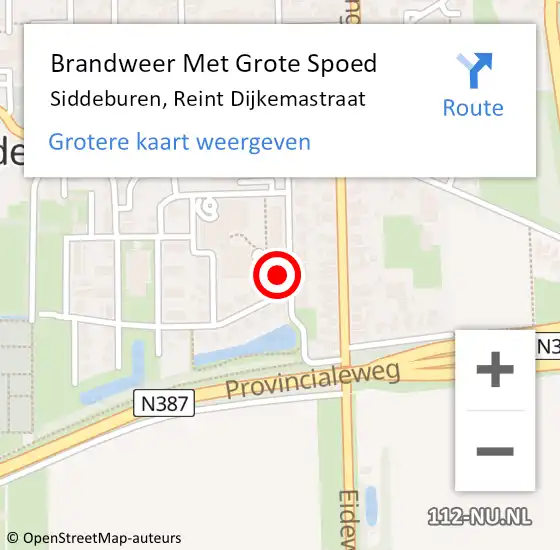 Locatie op kaart van de 112 melding: Brandweer Met Grote Spoed Naar Siddeburen, Reint Dijkemastraat op 25 oktober 2017 12:48