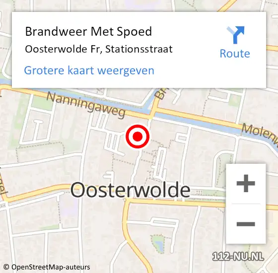 Locatie op kaart van de 112 melding: Brandweer Met Spoed Naar Oosterwolde Fr, Stationsstraat op 25 oktober 2017 12:56