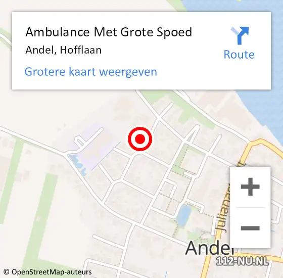 Locatie op kaart van de 112 melding: Ambulance Met Grote Spoed Naar Andel, Hofflaan op 25 oktober 2017 12:58