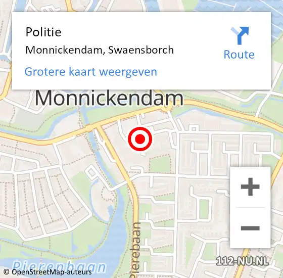 Locatie op kaart van de 112 melding: Politie Monnickendam, Swaensborch op 25 oktober 2017 13:14