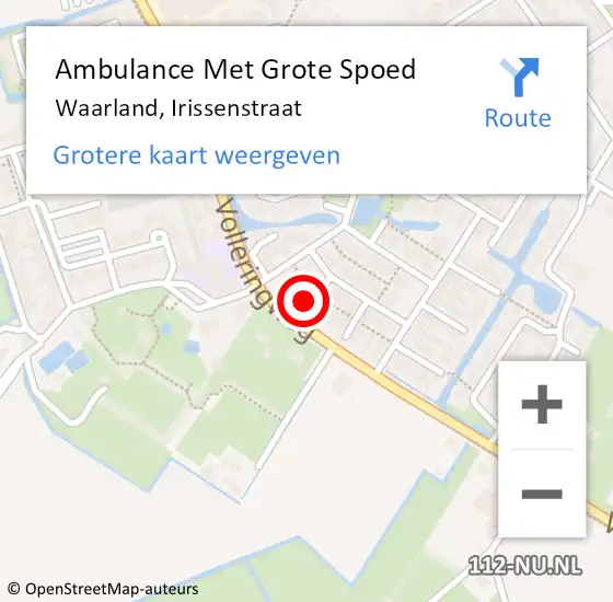 Locatie op kaart van de 112 melding: Ambulance Met Grote Spoed Naar Waarland, Irissenstraat op 25 oktober 2017 13:14