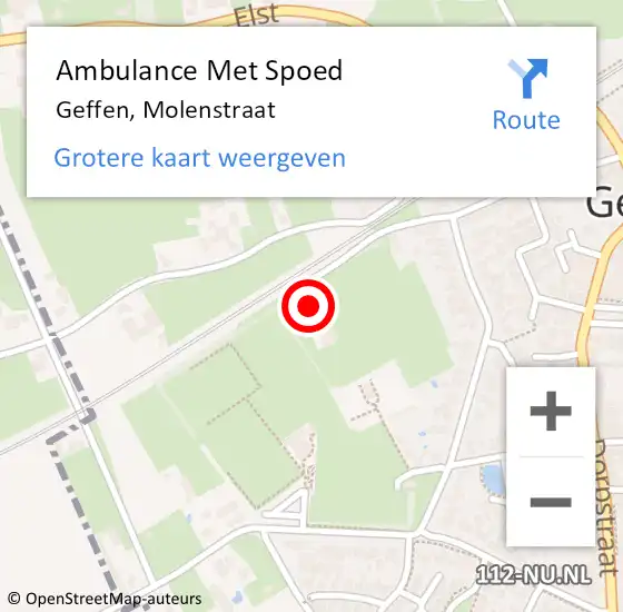 Locatie op kaart van de 112 melding: Ambulance Met Spoed Naar Geffen, Molenstraat op 25 oktober 2017 13:22