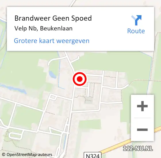 Locatie op kaart van de 112 melding: Brandweer Geen Spoed Naar Velp Nb, Beukenlaan op 25 oktober 2017 13:43