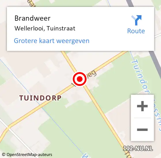 Locatie op kaart van de 112 melding: Brandweer Wellerlooi, Tuinstraat op 25 oktober 2017 14:19