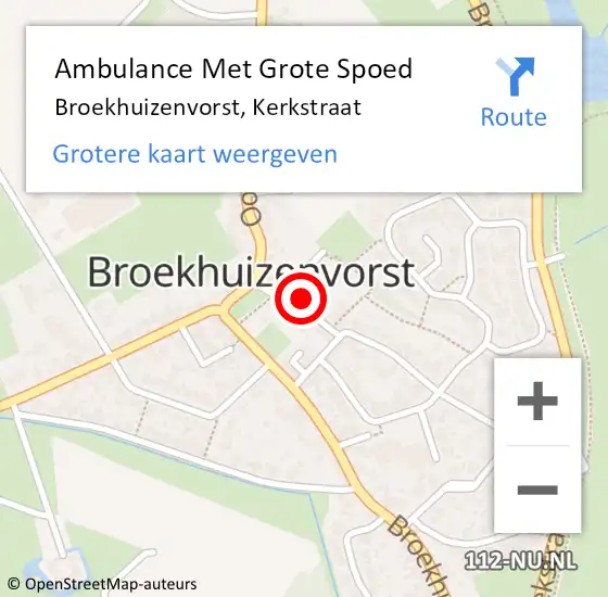 Locatie op kaart van de 112 melding: Ambulance Met Grote Spoed Naar Broekhuizenvorst, Kerkstraat op 25 oktober 2017 14:34