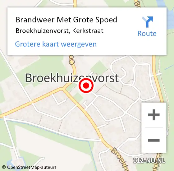 Locatie op kaart van de 112 melding: Brandweer Met Grote Spoed Naar Broekhuizenvorst, Kerkstraat op 25 oktober 2017 14:34