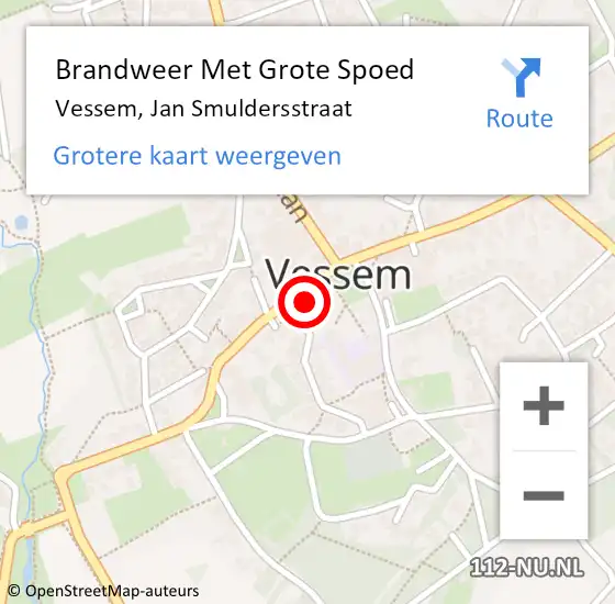 Locatie op kaart van de 112 melding: Brandweer Met Grote Spoed Naar Vessem, Jan Smuldersstraat op 25 oktober 2017 15:03