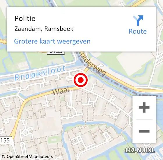 Locatie op kaart van de 112 melding: Politie Zaandam, Ramsbeek op 25 oktober 2017 15:13