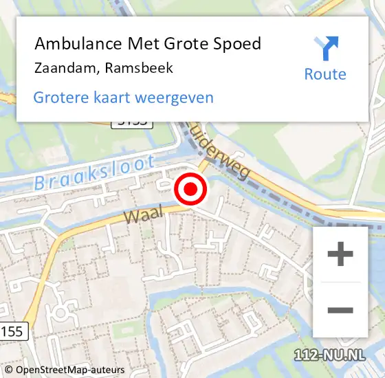 Locatie op kaart van de 112 melding: Ambulance Met Grote Spoed Naar Zaandam, Ramsbeek op 25 oktober 2017 15:13