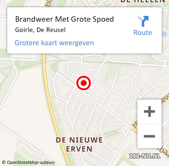 Locatie op kaart van de 112 melding: Brandweer Met Grote Spoed Naar Goirle, De Reusel op 25 oktober 2017 15:28