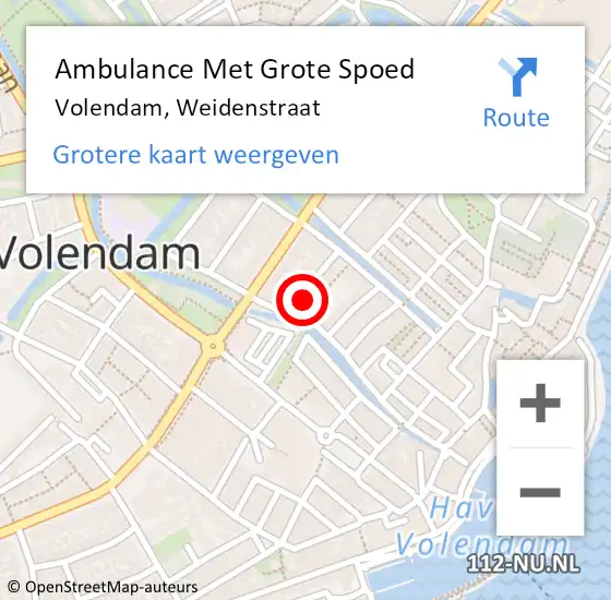Locatie op kaart van de 112 melding: Ambulance Met Grote Spoed Naar Volendam, Weidenstraat op 5 februari 2014 09:41