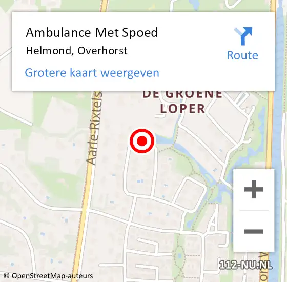 Locatie op kaart van de 112 melding: Ambulance Met Spoed Naar Helmond, Overhorst op 25 oktober 2017 16:57