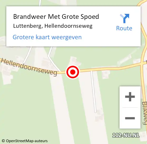 Locatie op kaart van de 112 melding: Brandweer Met Grote Spoed Naar Luttenberg, Hellendoornseweg op 25 oktober 2017 17:19