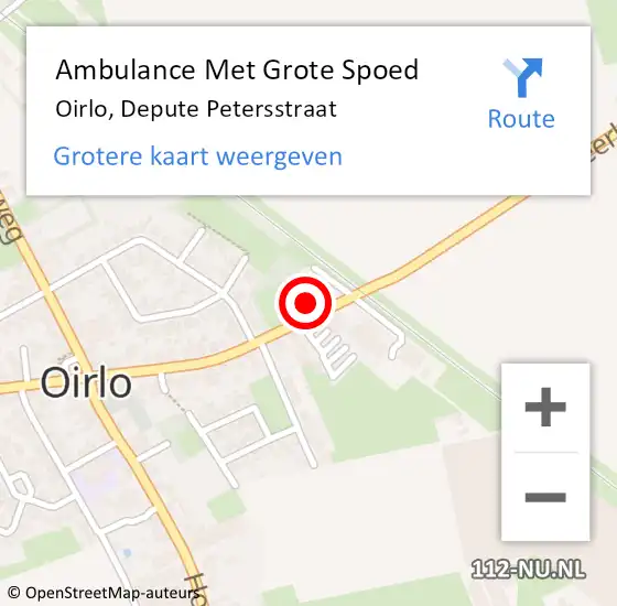 Locatie op kaart van de 112 melding: Ambulance Met Grote Spoed Naar Oirlo, Depute Petersstraat op 25 oktober 2017 17:28