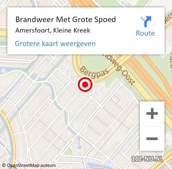 Locatie op kaart van de 112 melding: Brandweer Met Grote Spoed Naar Amersfoort, Kleine Kreek op 25 oktober 2017 17:45