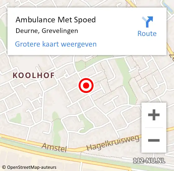 Locatie op kaart van de 112 melding: Ambulance Met Spoed Naar Deurne, Grevelingen op 25 oktober 2017 18:03