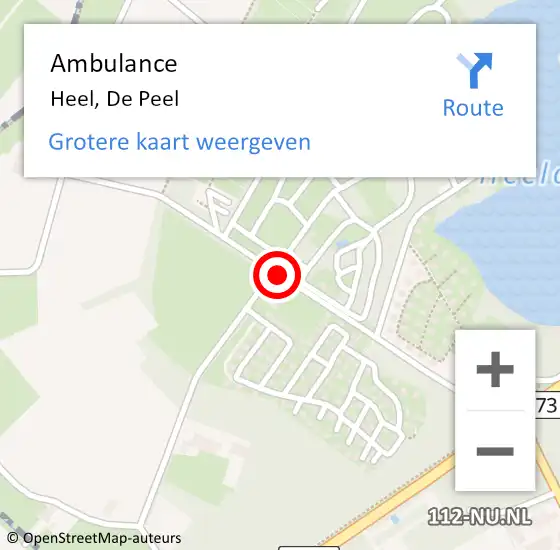 Locatie op kaart van de 112 melding: Ambulance Heel, De Peel op 25 oktober 2017 18:03