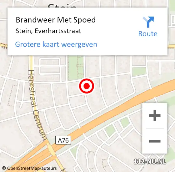 Locatie op kaart van de 112 melding: Brandweer Met Spoed Naar Stein, Everhartsstraat op 25 oktober 2017 18:03