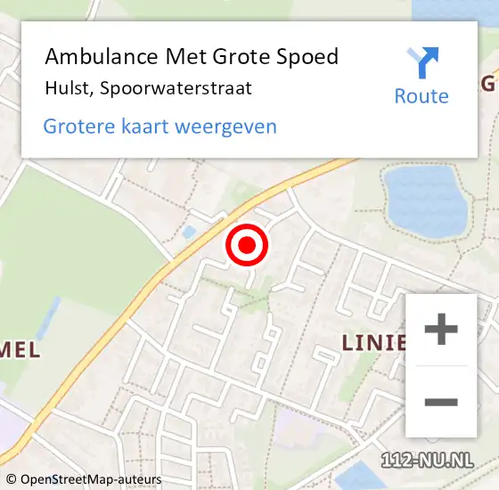 Locatie op kaart van de 112 melding: Ambulance Met Grote Spoed Naar Hulst, Spoorwaterstraat op 25 oktober 2017 18:35