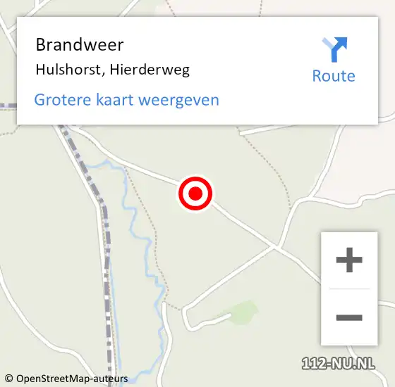 Locatie op kaart van de 112 melding: Brandweer Hulshorst, Hierderweg op 5 februari 2014 09:57