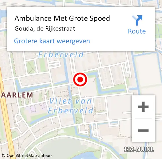 Locatie op kaart van de 112 melding: Ambulance Met Grote Spoed Naar Gouda, de Rijkestraat op 25 oktober 2017 18:40