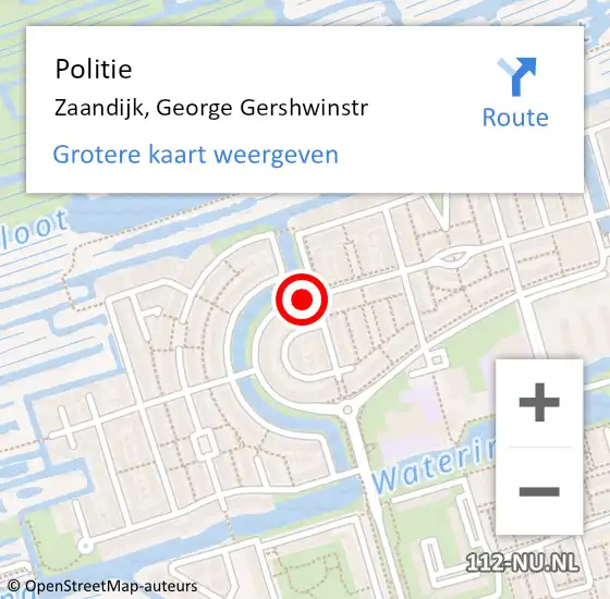 Locatie op kaart van de 112 melding: Politie Zaandijk, George Gershwinstr op 25 oktober 2017 19:19