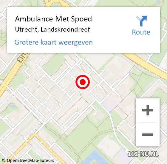 Locatie op kaart van de 112 melding: Ambulance Met Spoed Naar Utrecht, Landskroondreef op 25 oktober 2017 19:28