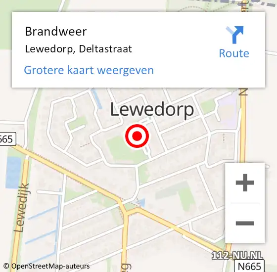 Locatie op kaart van de 112 melding: Brandweer Lewedorp, Deltastraat op 25 oktober 2017 19:32