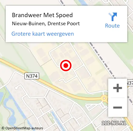 Locatie op kaart van de 112 melding: Brandweer Met Spoed Naar Nieuw-Buinen, Drentse Poort op 25 oktober 2017 20:17