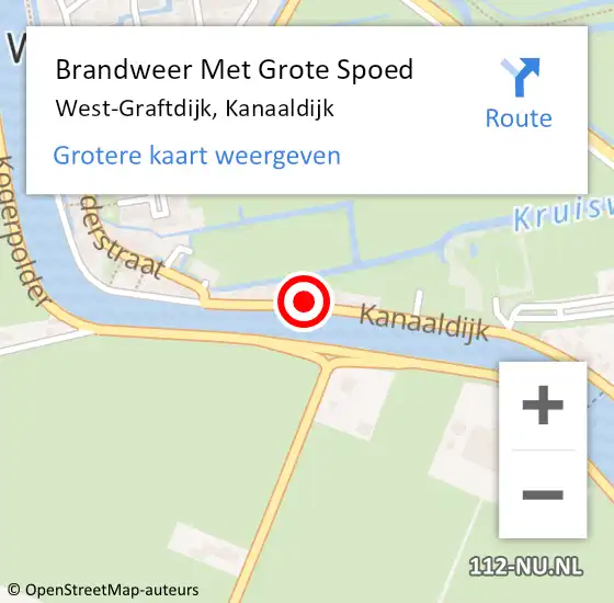 Locatie op kaart van de 112 melding: Brandweer Met Grote Spoed Naar West-Graftdijk, Kanaaldijk op 25 oktober 2017 20:24