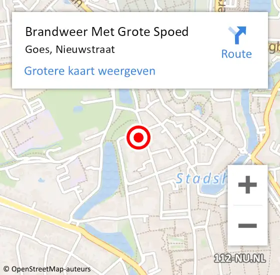 Locatie op kaart van de 112 melding: Brandweer Met Grote Spoed Naar Goes, Nieuwstraat op 25 oktober 2017 20:49