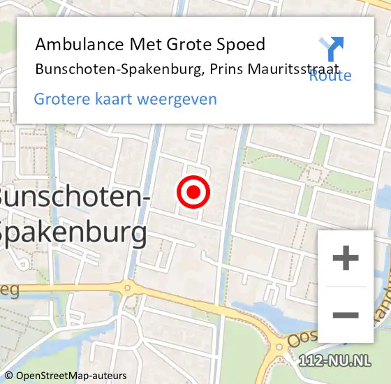 Locatie op kaart van de 112 melding: Ambulance Met Grote Spoed Naar Bunschoten-Spakenburg, Prins Mauritsstraat op 25 oktober 2017 21:02