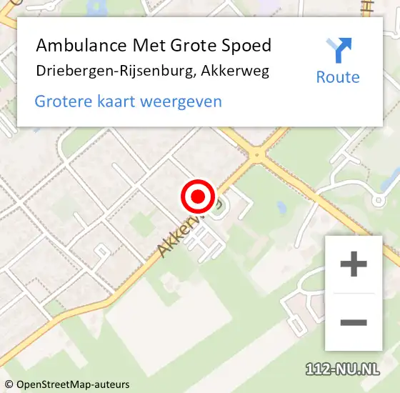 Locatie op kaart van de 112 melding: Ambulance Met Grote Spoed Naar Driebergen-Rijsenburg, Akkerweg op 25 oktober 2017 21:35