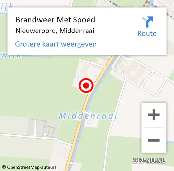 Locatie op kaart van de 112 melding: Brandweer Met Spoed Naar Nieuweroord, Middenraai op 25 oktober 2017 22:31