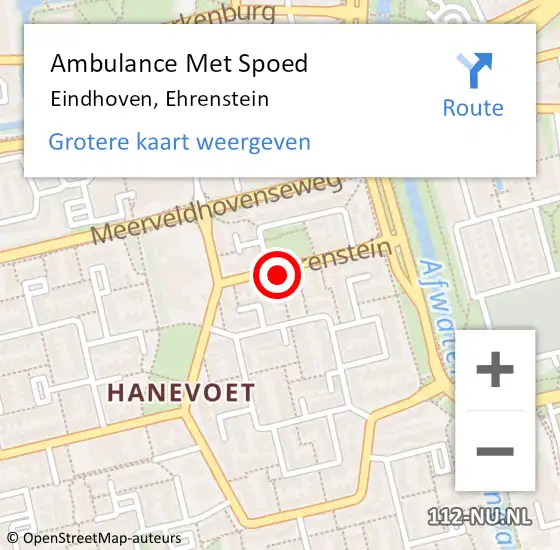 Locatie op kaart van de 112 melding: Ambulance Met Spoed Naar Eindhoven, Ehrenstein op 25 oktober 2017 22:33